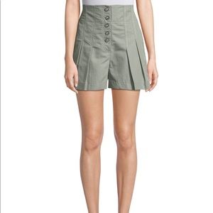 Pleated High Waist Button up Shorts